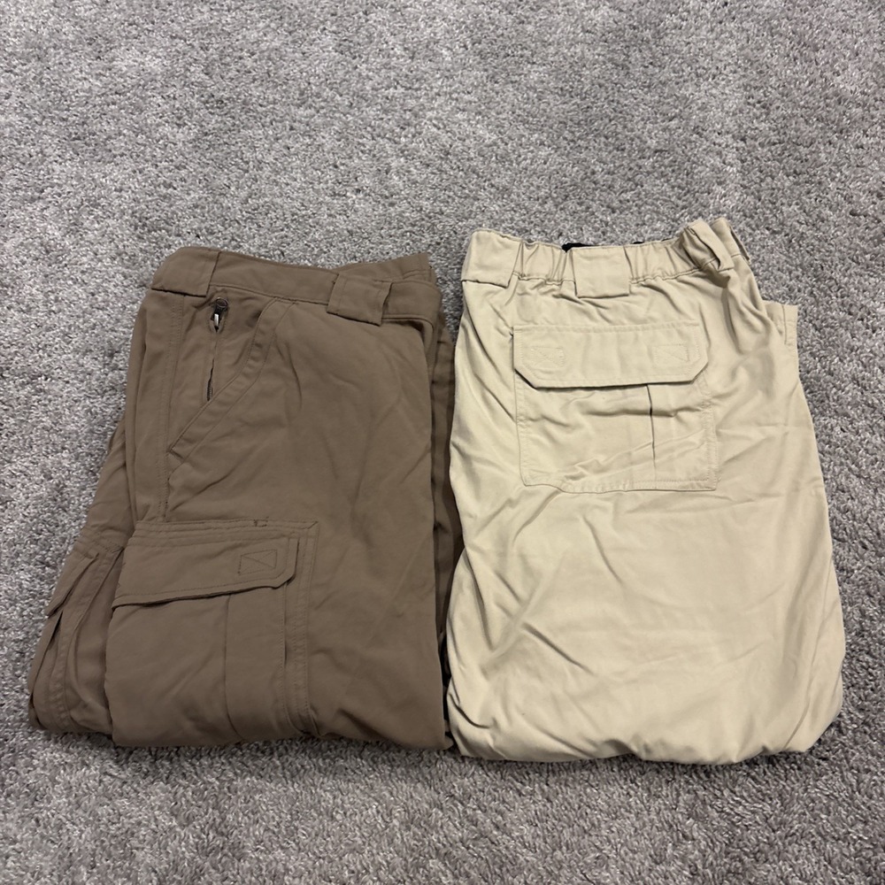 LOT OF 2 Duluth Trading Co Pants 2XLx30 (40x26) Flex Dry On The Fly Cargo Nylon